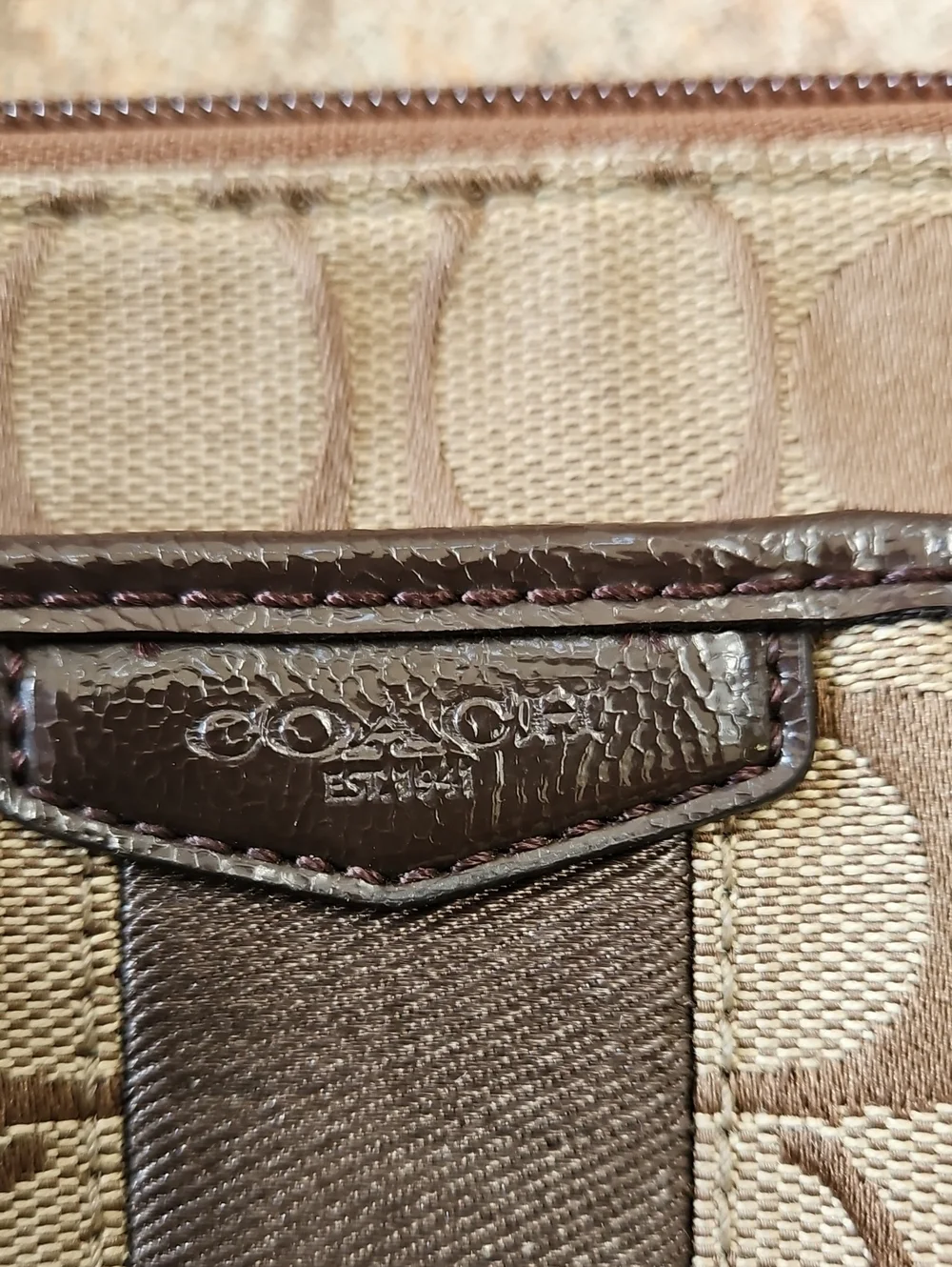 Coach Swingpack Crossbody Tan and Dark Brown Signature Crossbody Messenger